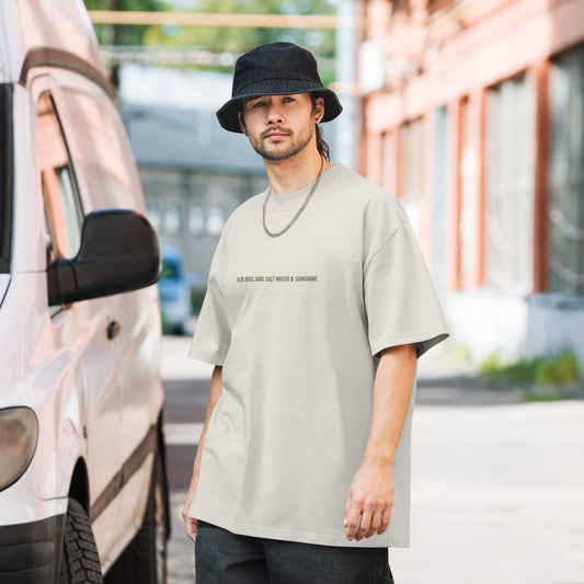 Blue Skies, Sand, Salt Water & Sunshine - Oversized faded t-shirt